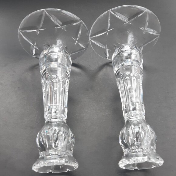 Early Stuart Waterford England Crystal Hand Cut Candleholders Pair England 1930s - Picture 7 of 14